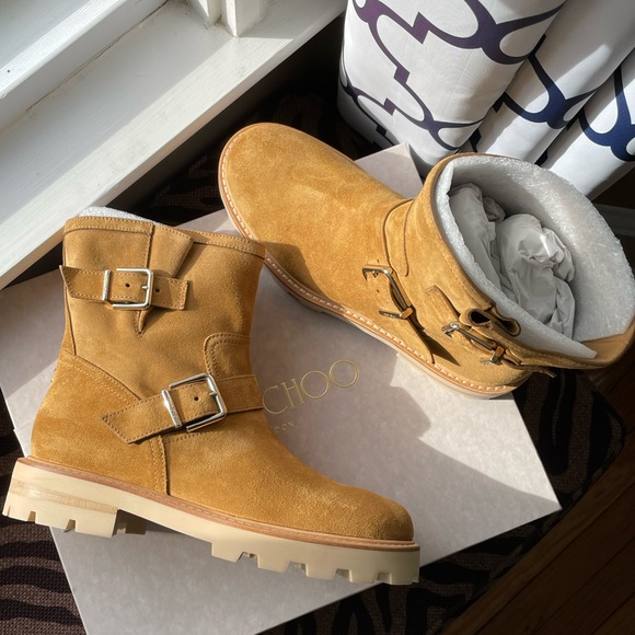 😍NWT Jimmy Choo Youth Il suede buckle ankle boots in camel, 40 - Picture 4 of 17